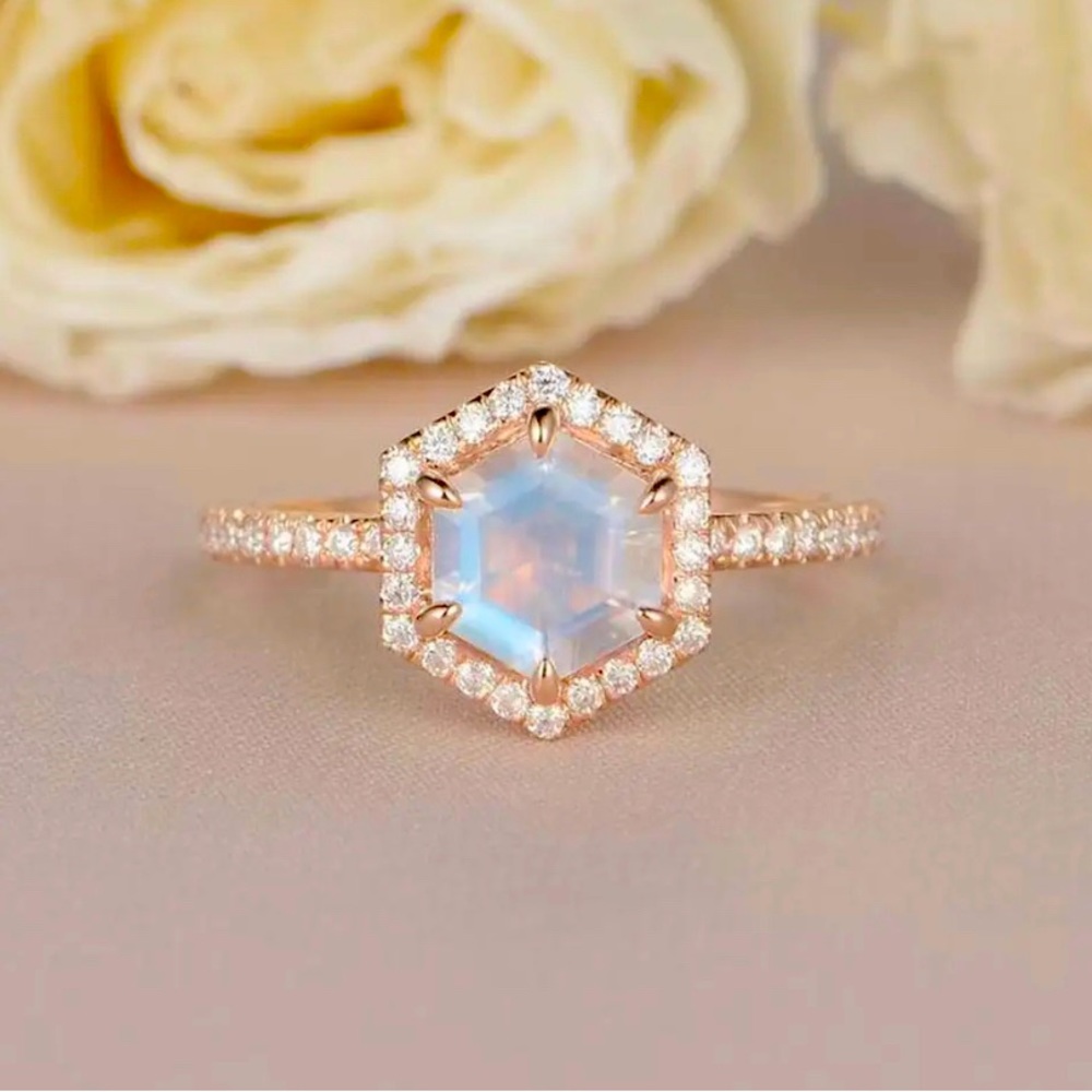Moonstone Rose Gold Ring 925